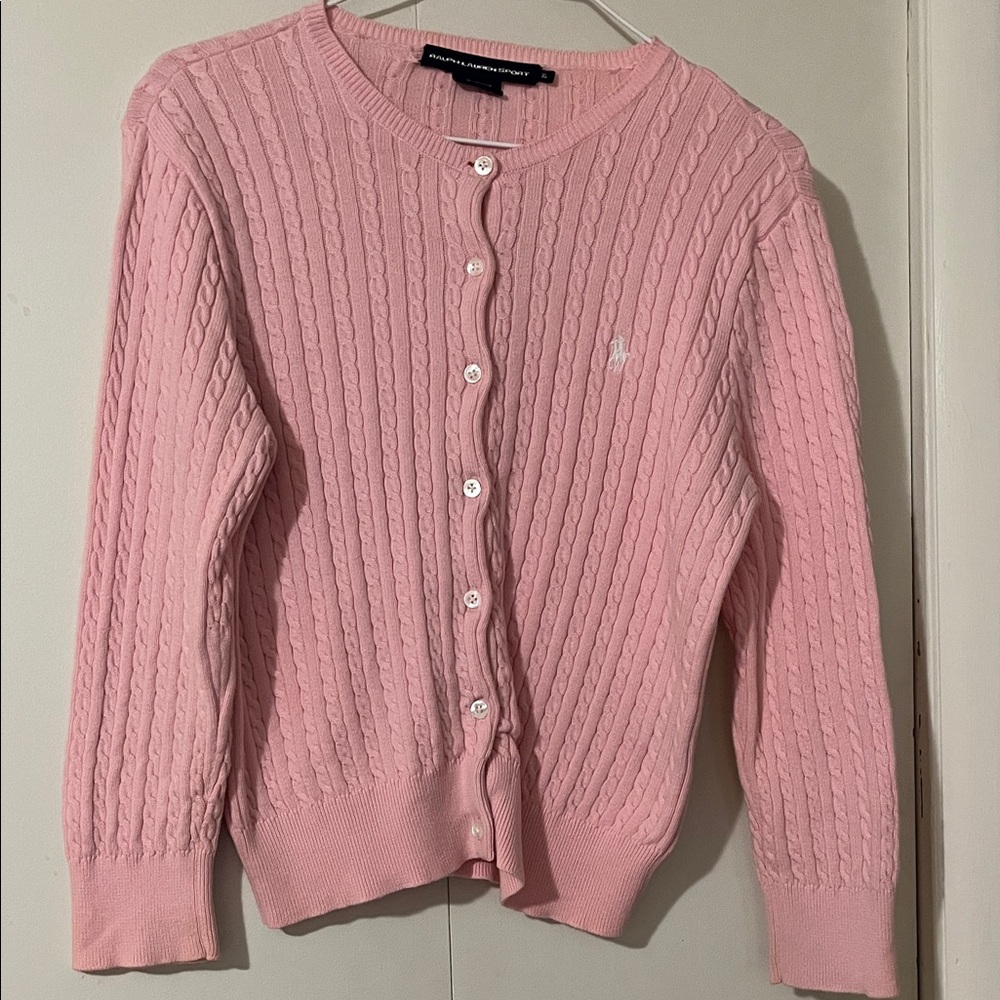 Ralph Lauren Light , fits like a small, pink Cable Knit Cardigan